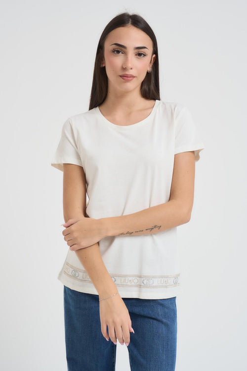 T-shirt girocollo donna bianco - 2