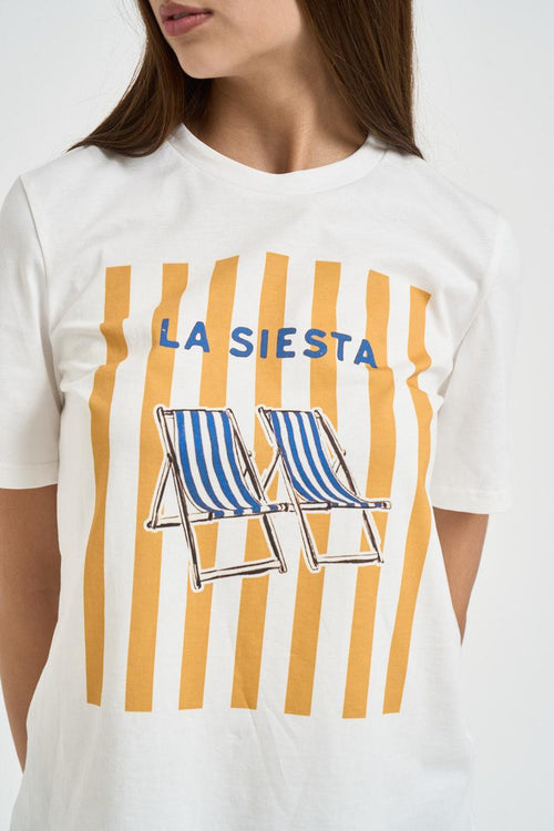T-shirt donna bianca con stampa La Siesta - 2