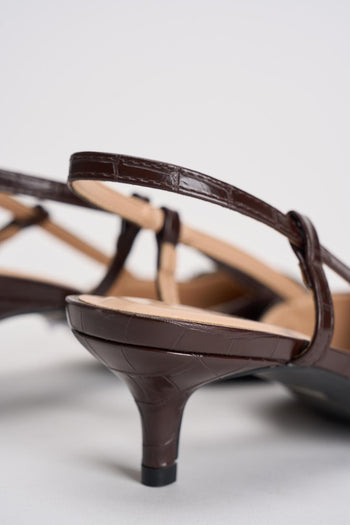 Slingback donna pitonate marrone - 6
