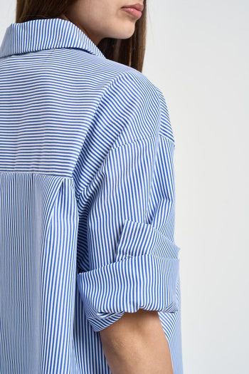 Camicia donna a righe blu e bianca - 5