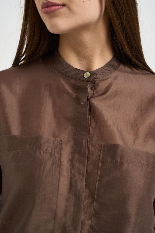Blusa donna in organza marrone - 2