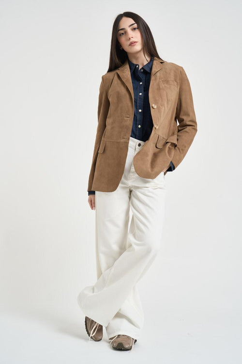 Blazer donna monopetto cuoio