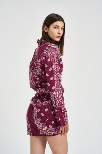 Abito donna fantasia bandana vino - 4
