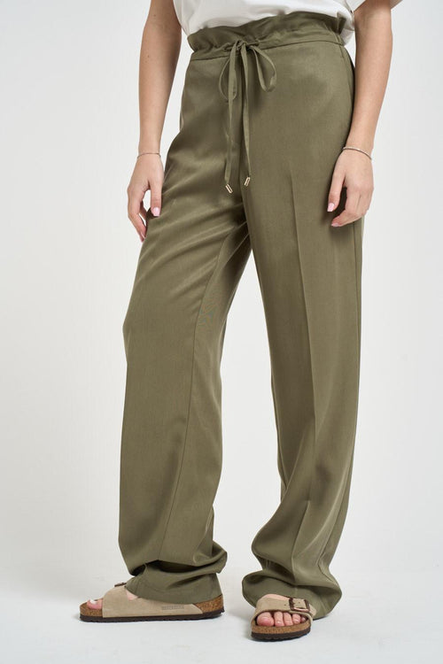 Pantalone donna palazzo verde oliva - 2