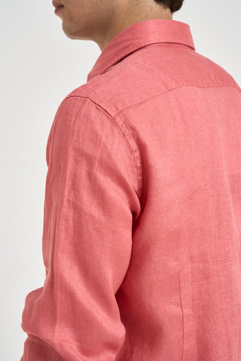 Camicia uomo in lino corallo - 5