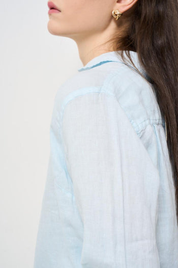 Camicia donna in lino celeste - 6