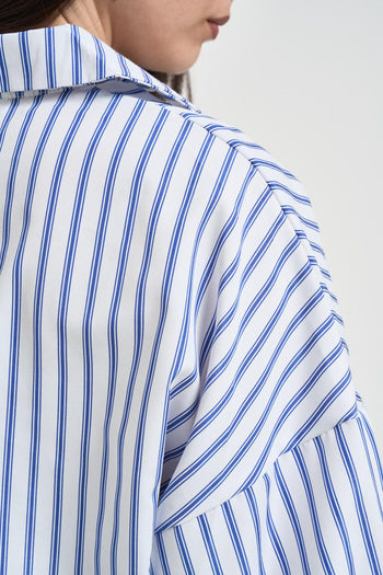 Camicia donna manica a tre quarti azzurra<BR/> - 7