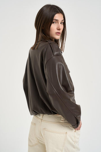 Giacca donna in ecopelle moro - 7