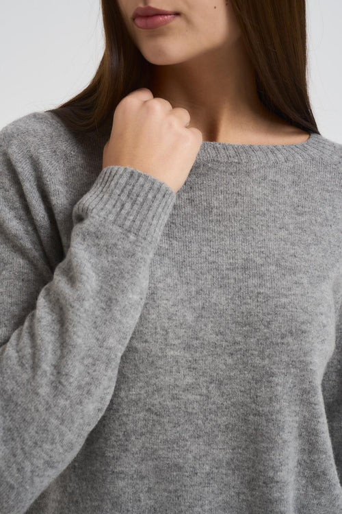 Maglia donna scollo a barchetta grigia - 2