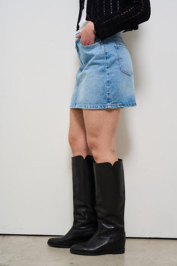 Minigonna donna in denim chiaro - 3
