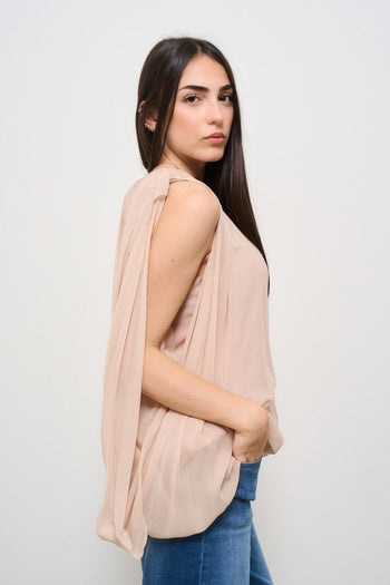 Blusa donna rosa plissè - 4