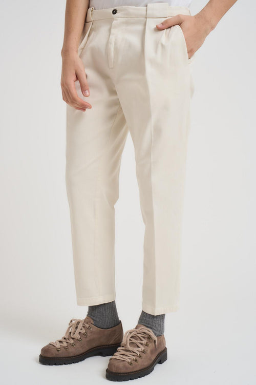 Pantalone uomo con pinces panna - 2