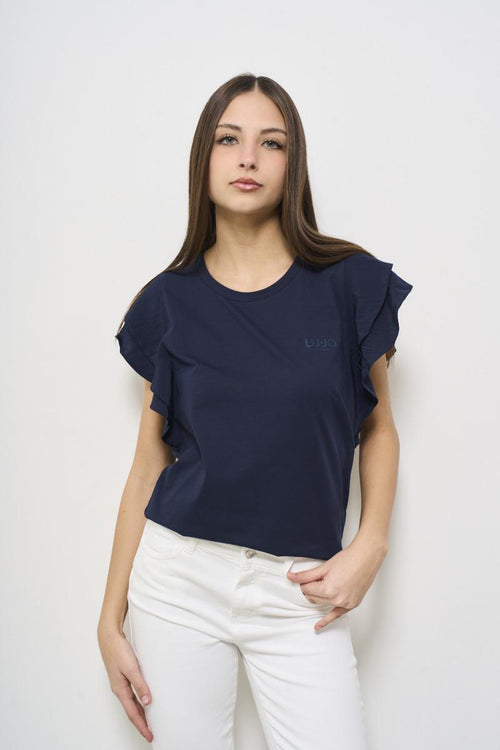 T-shirt donna girocollo blu