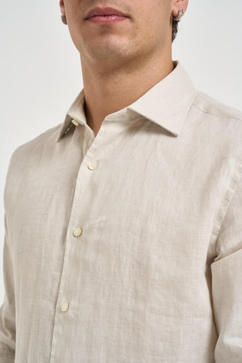 Camicia uomo in lino sabbia - 3