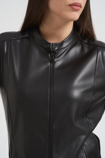 Giacca da donna in tessuto effetto pelle nera - 3