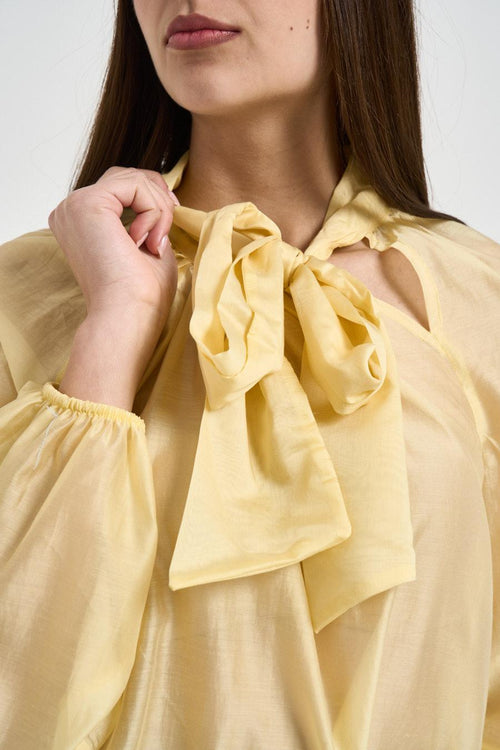 Blusa donna con fiocco gialla - 2