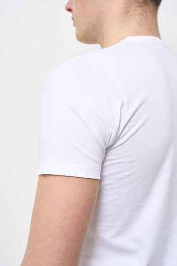 Men's white crew neck T-shirt with print - 5