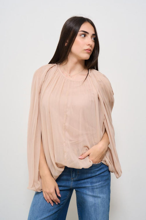 Blusa donna rosa plissè - 2