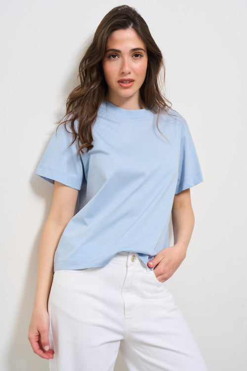 T-shirt donna celeste girocollo - 2
