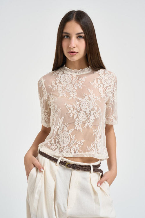 Top donna in pizzo panna - 2