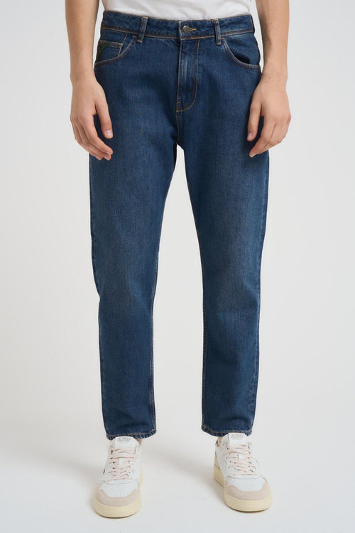 Jeans uomo tapered in denim scuro