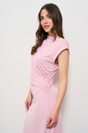 Abito donna lungo drappeggiato rosa - 3