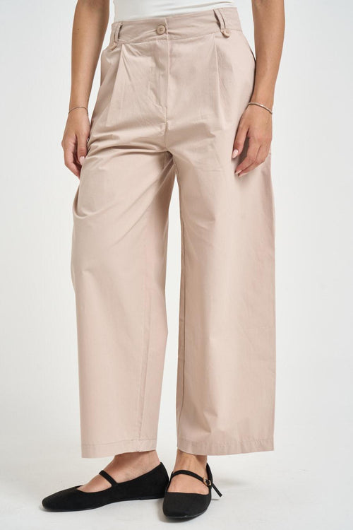 Pantalone donna con pinces panna