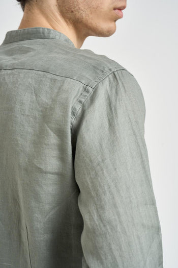 Camicia uomo in lino verde salvia - 4