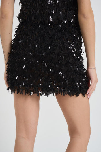 Minigonna donna con paillettes nera - 5