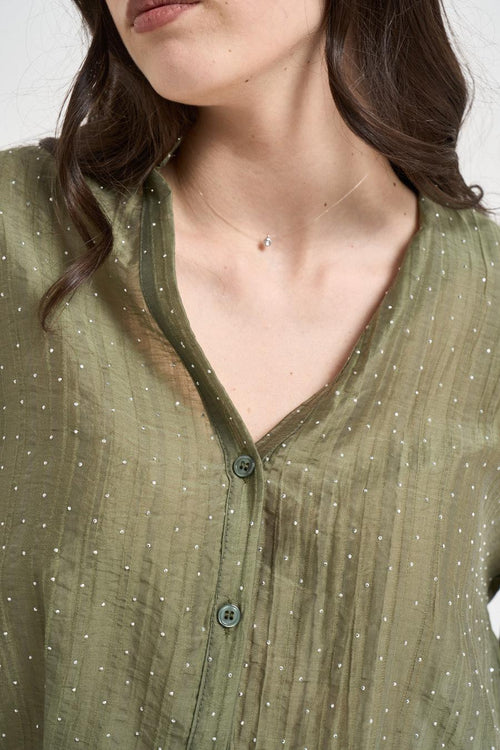Camicia donna cropped verde - 2