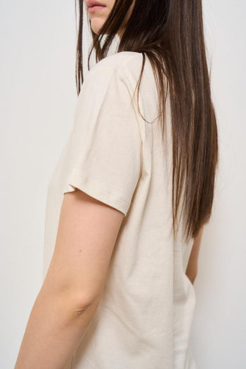 T-shirt donna girocollo latte - 4