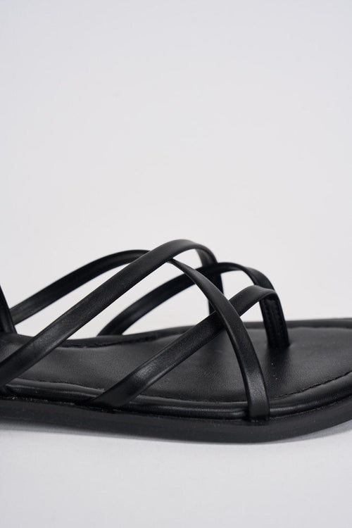Sandali donna flat in similpelle neri - 2