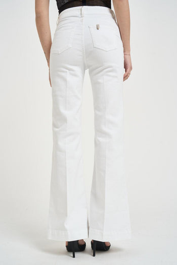 Jeans donna flare in denim bianco - 3