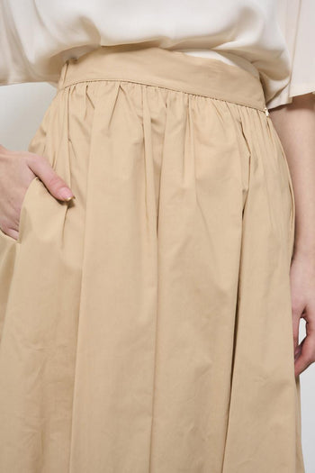 Women's beige poplin midi skirt - 7