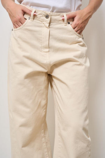 Jeans donna a palazzo beige - 6