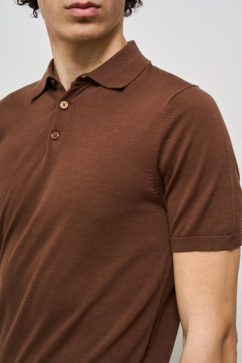 Polo uomo in maglia marrone - 3