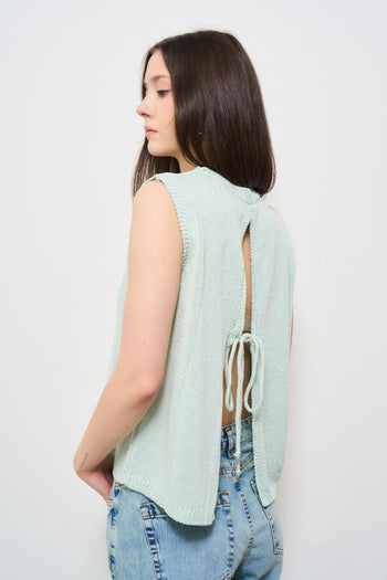 Top donna girocollo celeste - 3
