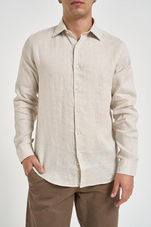 Camicia uomo in lino sabbia