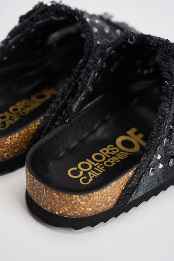 Sandali donna in denim nero con borchie - 7