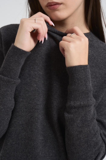 Maglia donna girocollo antracite - 3