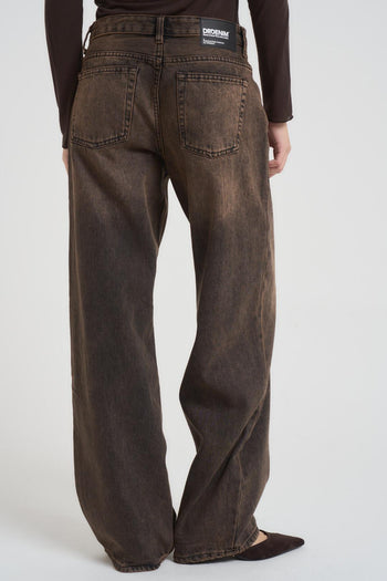 Jeans donna in denim slavato marrone - 3