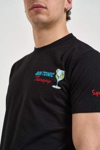 T-shirt uomo con ricamo nera - 3
