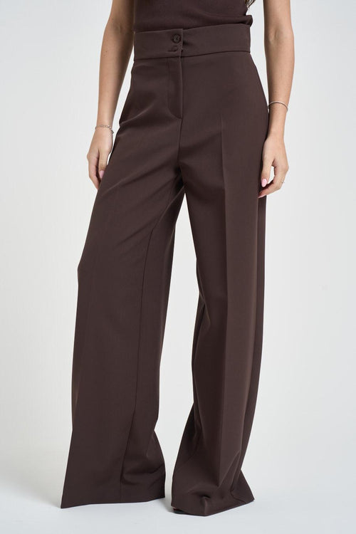 Pantalone donna gamba larga moro