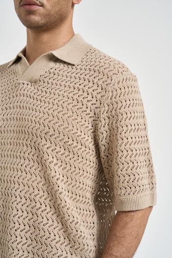 Polo uomo traforata beige - 3