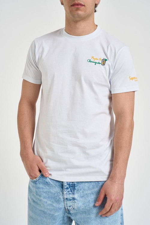 T-shirt uomo con ricamo bianca