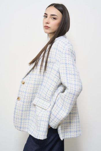 Giacca donna tartan celeste - 4