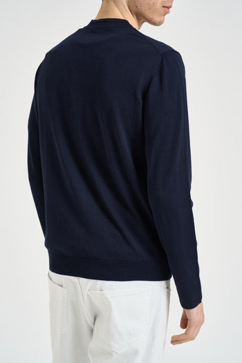 Cardigan uomo scollo a V blu notte - 5