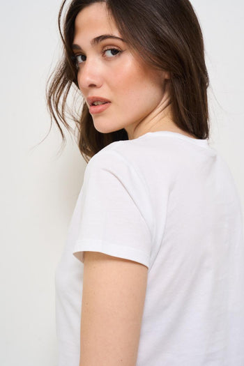 T-shirt donna girocollo con strass - 3