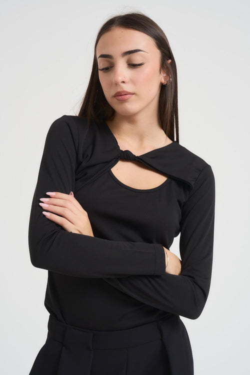 Maglia donna nera con cut out
