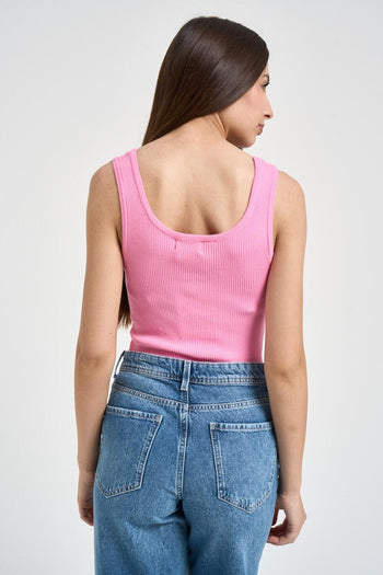 Top donna a costine rosa - 3